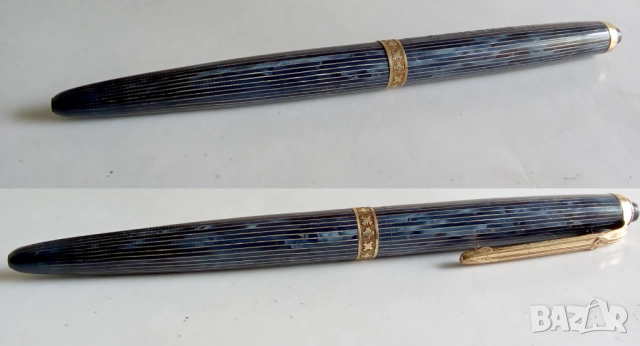 РЯДКА ХИМИКАЛКА 1950г DIPLOMAT ОТ ЗЕЛЕНО-СИНЬО РАФИРАНА СМОЛ , снимка 5 - Други ценни предмети - 52144504