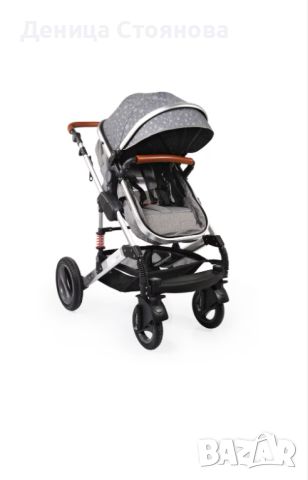 Комбинирана детска количка Moni, Gala, Premium Stars, сив, 0+, снимка 2 - Детски колички - 46201283