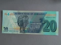 Банкнота - Зимбабве - 20 долара UNC | 2020г., снимка 2