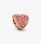 Сребърен елемент PANDORA 925 Rose Gold Filigree Heart, снимка 3