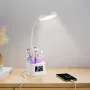  LED настолна лампа с държач за писалка и USB порт / RGB светлина / Светещ Часовник, снимка 3