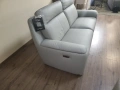 Италиански сив кожен комплект дивани тройка и двойка с ел. релакс, снимка 11