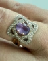 Златен пръстен с лилав аметист и циркони, снимка 4
