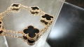 Van Cleef & Arpels VCA 5 Motifs Rose Gold Black Onyx Vintage Alhambra Дамска Гривна, снимка 3
