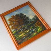 Маслена картина Есен миниатюра Р. Щерев, в дървена рамка 26/29 см, отлична, снимка 2 - Картини - 45270445