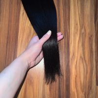 Естествена коса в тъмно кестеняво към черно, тъмнокестенява треса / екстеншън, снимка 3 - Аксесоари за коса - 45852569