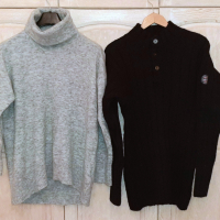 Два мъжки пуловера - Massimo Dutti сив и норвежки черен, снимка 1 - Пуловери - 44944325