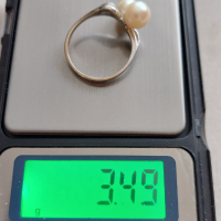 Дамски златен пръстен с натурални перли и диаманти.Злато 14к.има и сертификат , снимка 9 - Пръстени - 45035135