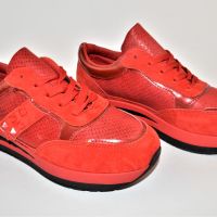 Дамски маратонки на платформа в червено 308-11, снимка 1 - Маратонки - 45623770