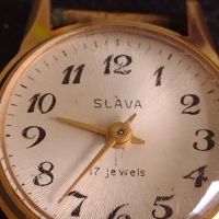 Стар ръчен часовник с позлата и маркировка SLAVA 17 JEWELS за КОЛЕКЦИЯ 44834, снимка 3 - Антикварни и старинни предмети - 45382370