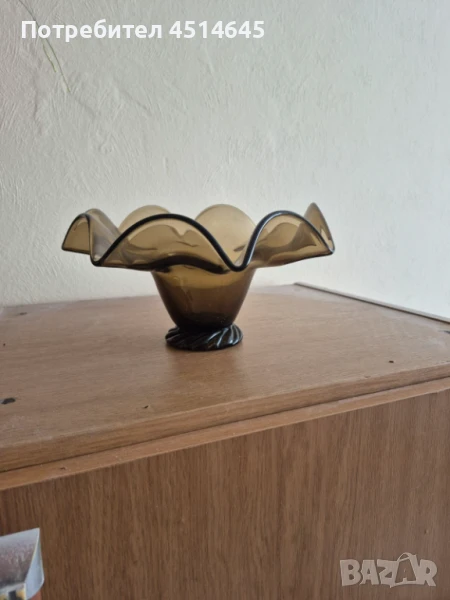 Фруктиера от масивно кафяво стъкло , снимка 1