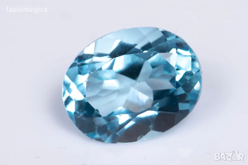 Син топаз 3.29ct 10x8mm овална шлифовка #12, снимка 1