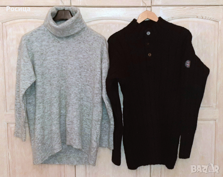 Два мъжки пуловера - Massimo Dutti сив и норвежки черен, снимка 1