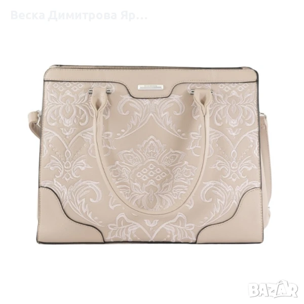 Елегантна дамска чанта с бродирани детайли и много отделения, снимка 1