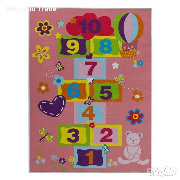 Декоративен правоъгълен килим Mercado Trade, За деца, Розов, снимка 1