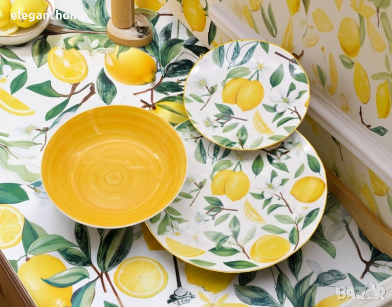 Порцеланов сервиз за хранене - 18 части ЛИМОНИ, снимка 1