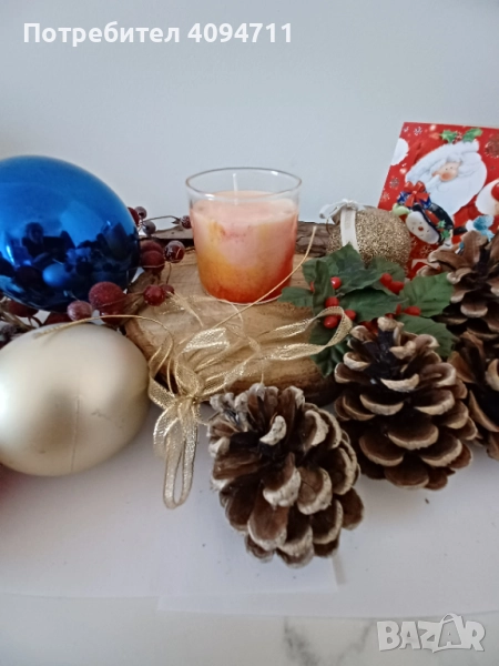 Декоративна свещ със соев восък и аромат на цветя, снимка 1