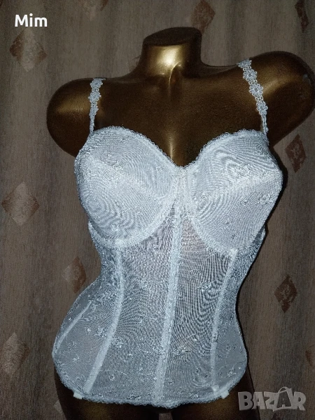 75 Е Бял дантелен корсет , снимка 1