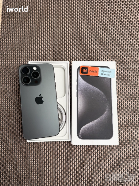 1TB❗️iPhone 15 Pro❗️ Лизинг от 55лв/м ❗️ Black Titanium 1000GBb) черен, снимка 1