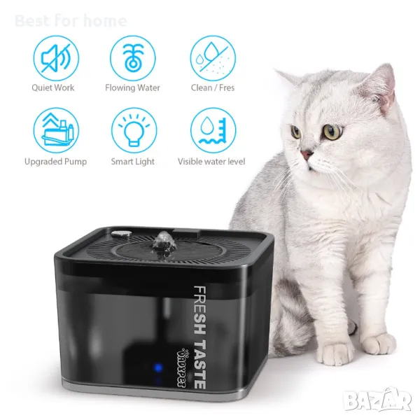 Dadypet 2.5L автоматичен воден фонтан за домашни любимци, снимка 1