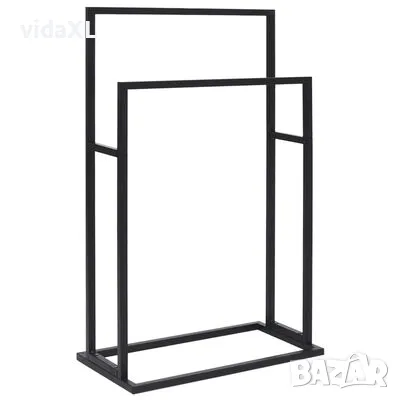 vidaXL Свободностояща поставка за кърпи, черна, 48x24x78,5 см, желязо（SKU:336127）, снимка 1