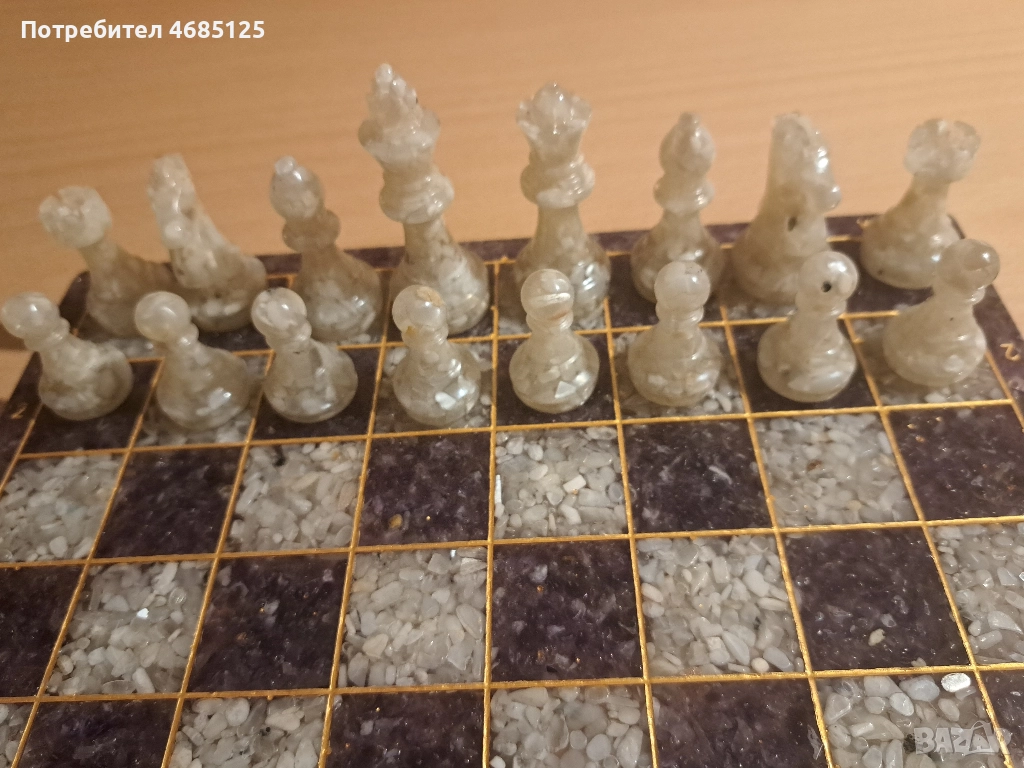Красив шах сет от аметист и лунен камък, снимка 1