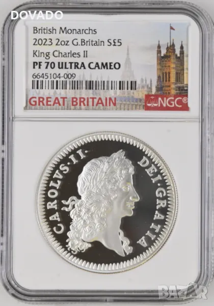 2023 Charles II - 2oz £5 - NGC PF70 - Британски Монарси Royal Mint UK - Ограничено Издание 600 бр., снимка 1