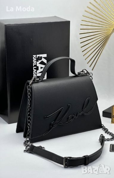 Дамска чанта Karl Lagerfeld черна с черен надпис , снимка 1