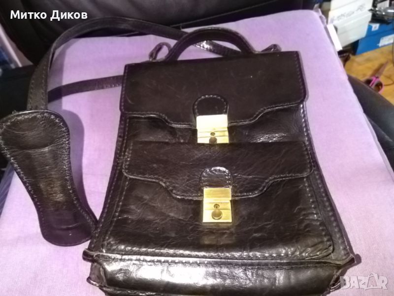 Мъжка чанта за през рамо естествена кожа 280х220х80мм, снимка 1