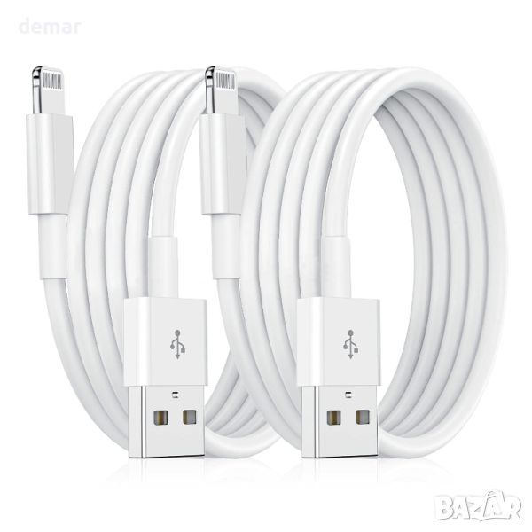 Кабел за зареждане на iPhone 2M, [Apple MFi Certified] USB A към Lightning, 2 броя, снимка 1