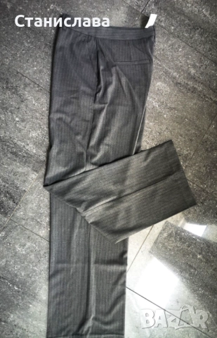 Елегантен нов дамски панталон в сиво с райе, снимка 8 - Панталони - 52747090