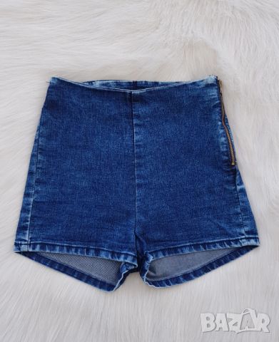 Дънкови панталони с висока талия H&M размер XS, снимка 9 - Къси панталони и бермуди - 45270749