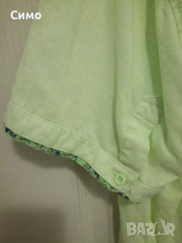 XL - Ленена Мъжка Риза Къс Ръкав, снимка 5 - Ризи - 53202860