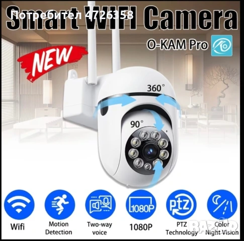ПРОМО Wi-Fi Камери 360° PTZ 1080p - Чисто нови