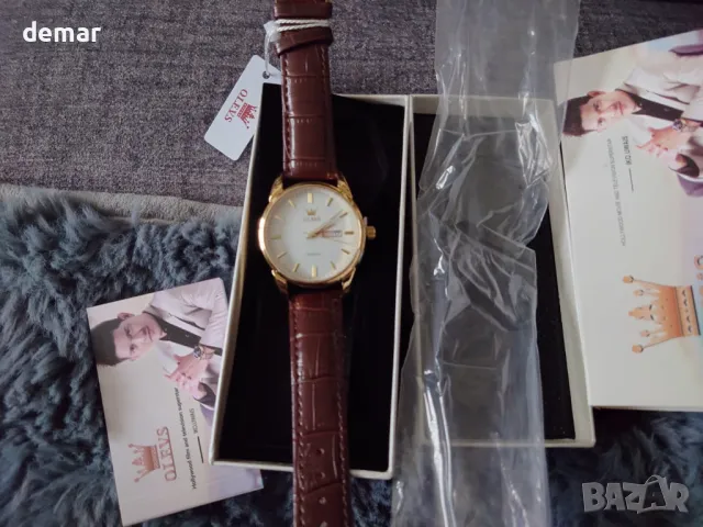 Мъжки часовник OLEVS, аналогов, 6898-кафява каишка и бял циферблат, снимка 8 - Мъжки - 49312187