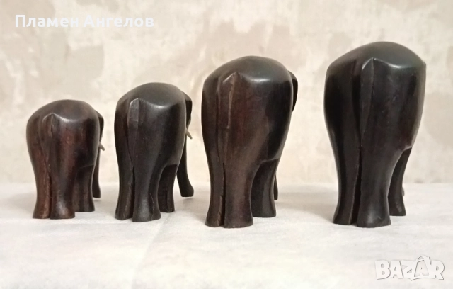 Дървени ръчно резбовани фигурки на слонове, снимка 7 - Антикварни и старинни предмети - 51802670