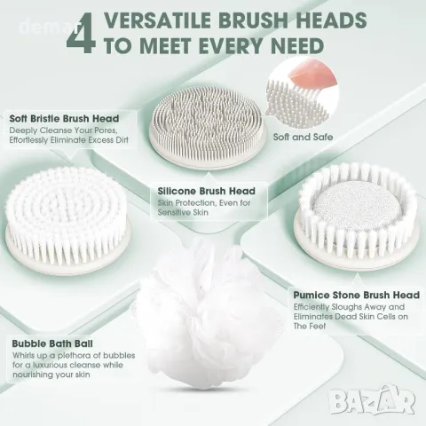 HUMEXIA Електрическа четка за тяло: Водоустойчиво ексфолиращо устройство, снимка 4 - Други - 49792067