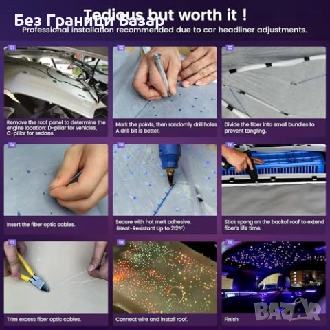 Нов Фиброоптичен комплект за таван RGBW LED звездни светлини за кола, снимка 8 - Други - 53155035
