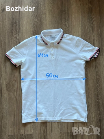 Бяла мъжка тениска Calliope с яка, снимка 2 - Тениски - 52105050