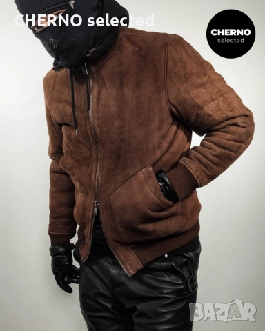 Мъжко бомбър яке от естествена кожа SELECTED HOMME NORTON Lamb Shearling Bomber Jacket – L•M - НОВО, снимка 3 - Якета - 53685679