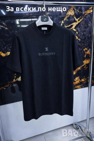 Burberry Мъжка Черна Тениска👕Мъжка Блуза С Къс Ръкав В Черен Цвят Баленсиага Модерно1