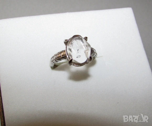 пръстен с автентичен херкимер диамант 8.*9.5мм., снимка 2 - Пръстени - 53972380