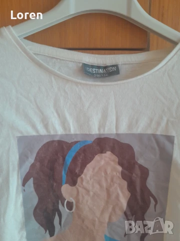 *Destination *Бяла къса тениска с ластик с момиче, снимка 4 - Тениски - 50878774