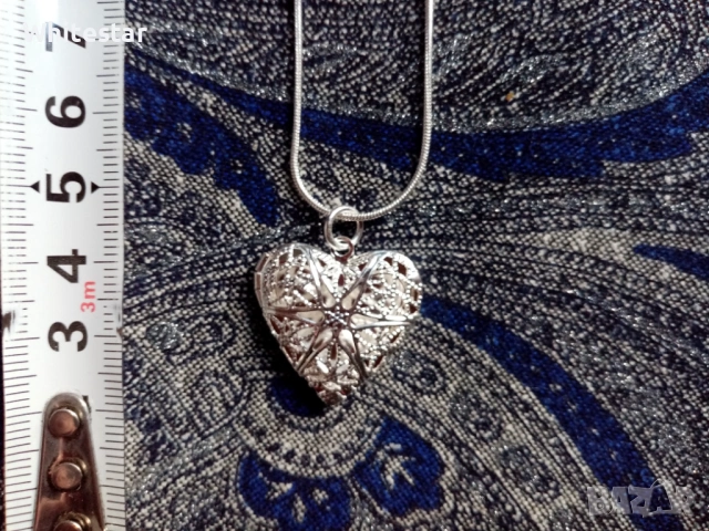 Посребрено дамско колие "Сребърно сърце", снимка 2 - Колиета, медальони, синджири - 53623743