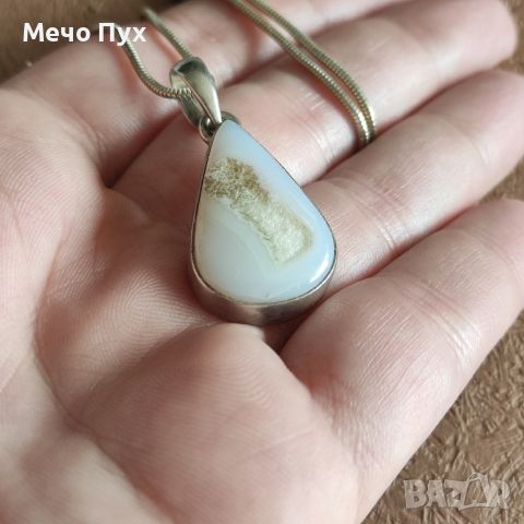 Сребърен синджир с висулка с камък (271), снимка 9 - Колиета, медальони, синджири - 45248901