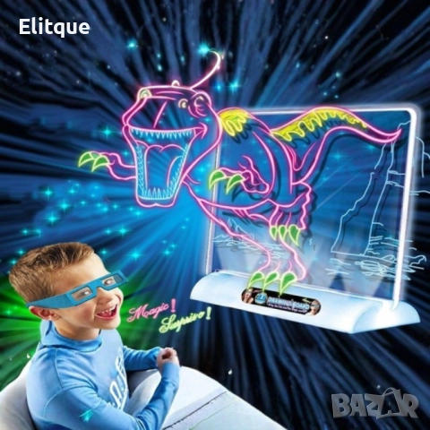 Магическа, светеща 3D дъска за рисуване с цветни маркери, снимка 7 - Други - 52895031