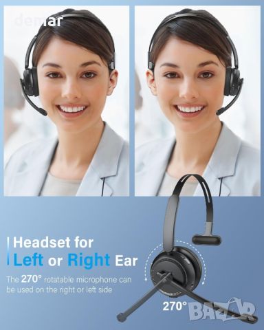 Безжична слушалка Monodeal, Bluetooth с микрофон, с AI шумопотискане и бутон за заглушаване, 65 часа, снимка 3 - Bluetooth слушалки - 46455892