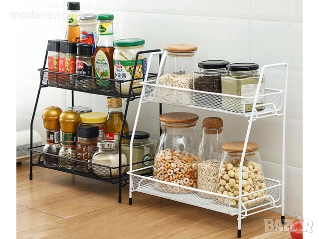 Етажерка 2 етажа кухня/баня черна, снимка 4 - Органайзери - 53903441