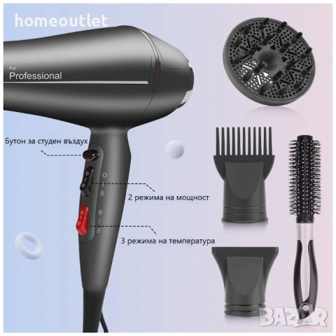 ПРОМОЦИЯ Сешоар - FASZIN STROM S100 - с йонна технология и 4 накрайника - мощен и щадящ косата, снимка 4 - Сешоари - 54146652