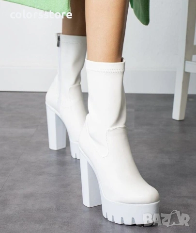 Боти на ток - бяла кожа - NA7